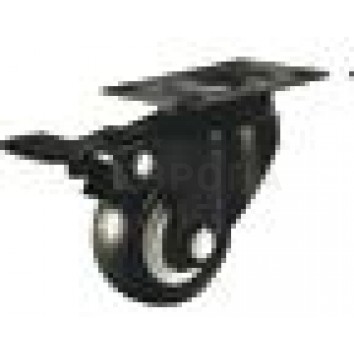 KITforKIT Опора колесная полиуретановая D=40 на площадке со стопором черное колесо